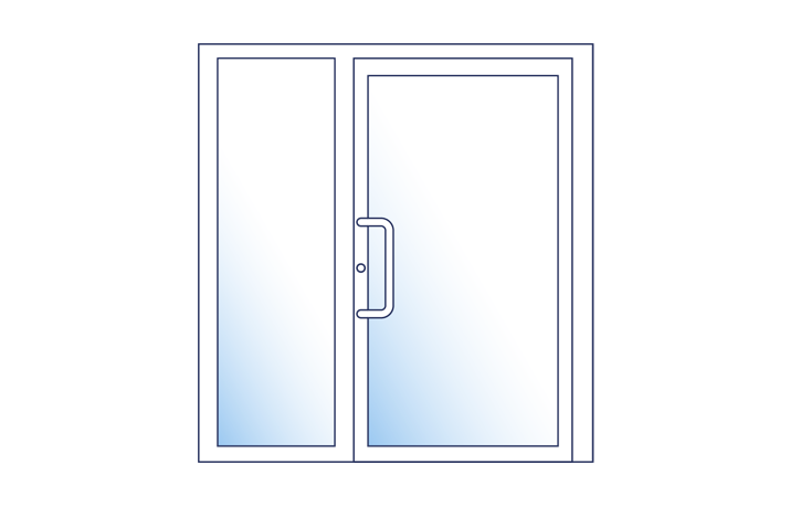 Single leaf entrance door with sidelight