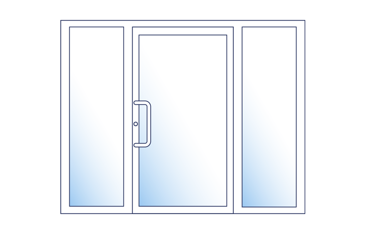 Single-leaf entrance door with two sidelights