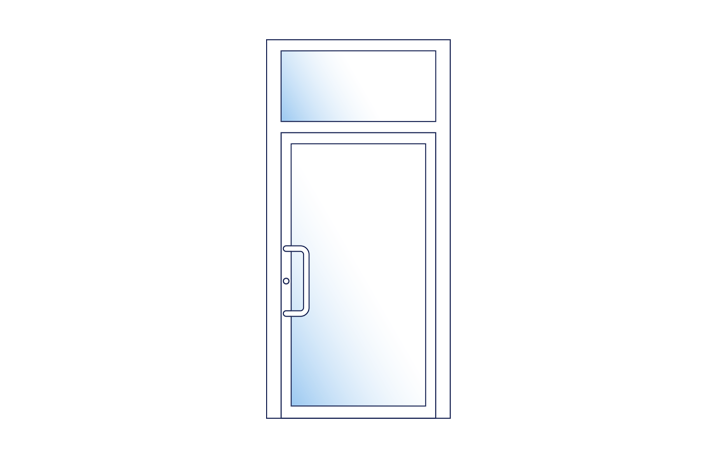 Single-leaf entrance door with toplight