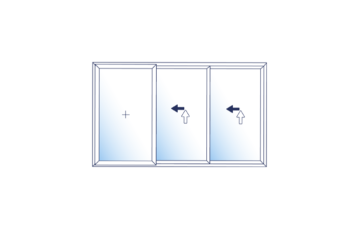 Bespoke Two sliding vents on one side and a fixed vent on the opposite side.
