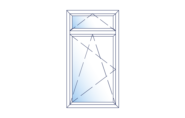 Turn/tilt with bottom hung toplight, inward opening